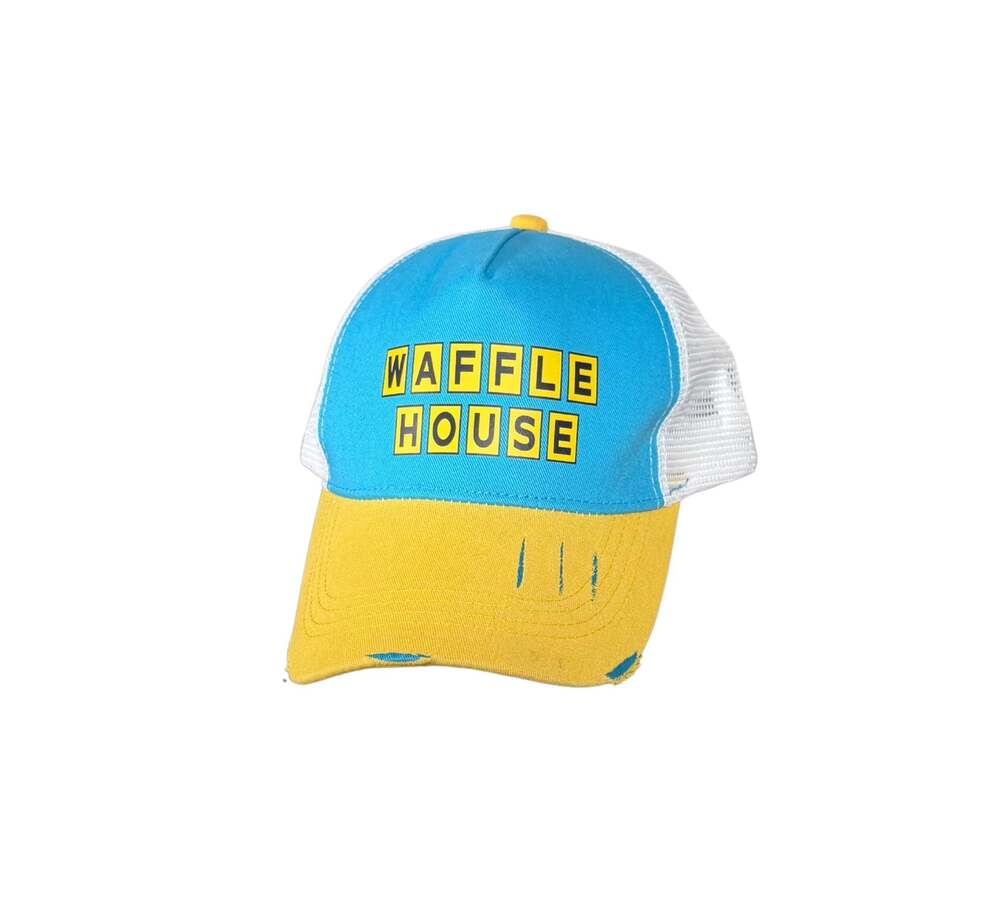 Waffle House Trucker Hat Blue and Yellow Snapback Cap